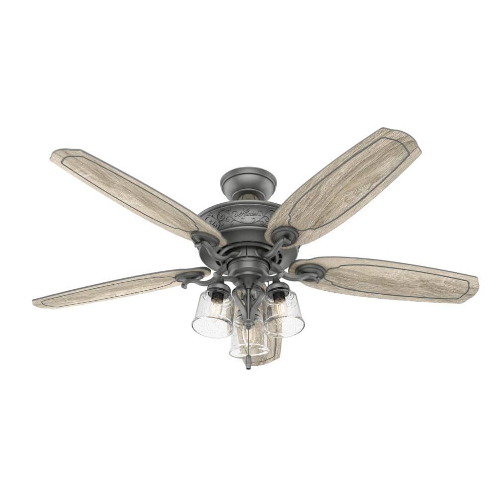 Hunter Pryce Park 54 in. LED Indoor Matte Silver Ceiling Fan with Light 50492 Sansujyuku sansujyuku.com