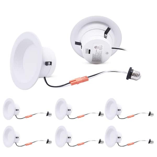 Lecoht 4 in. New Construction and Remodel Recessed Retrofit Dimmable Down Can LED Light Replacement Conversion Kit (6-Pack)