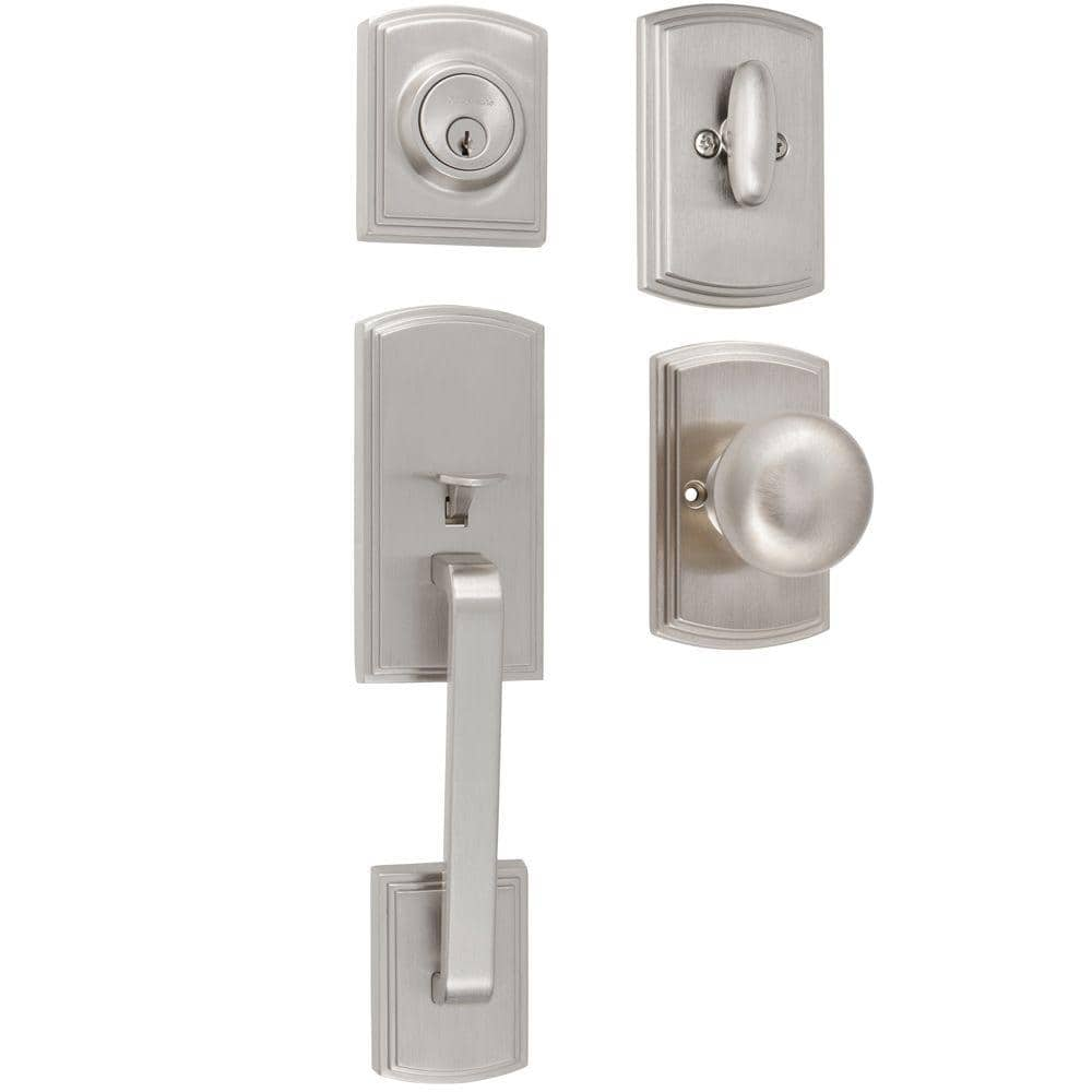 DELANEY HARDWARE Visconti Single Cylinder Satin Nickel Door Handleset ...