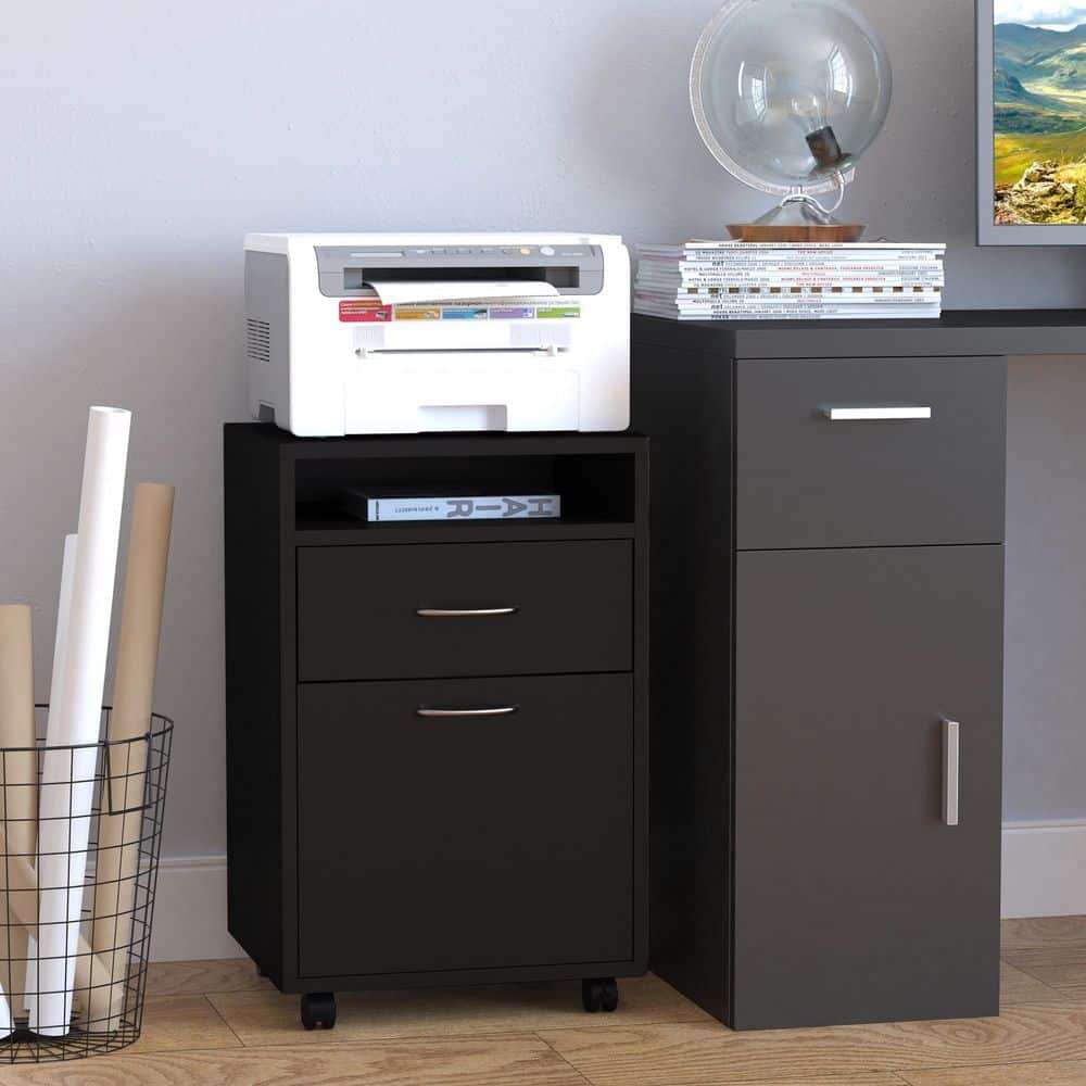 2-Drawer Black Wood 15.7 in. W Vertical File Cabinet