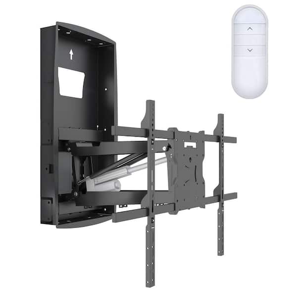 Retractable Motorized Fireplace TV Wall Mount Height Adjustable Drop Down Arms Fits 42 in. - 80 in. TVs