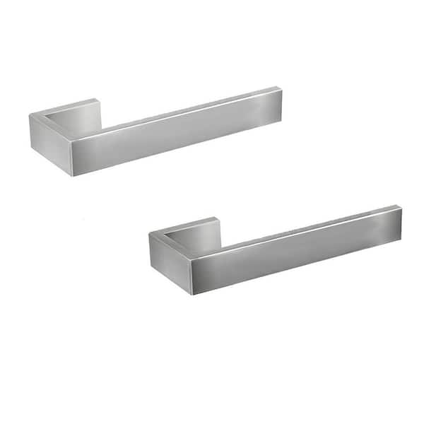 Anqtovp Modern Rectangular 2-Piece Hand Towel Holder Wall Mounter Bathroom Hardware Racks in Brushed Nickel