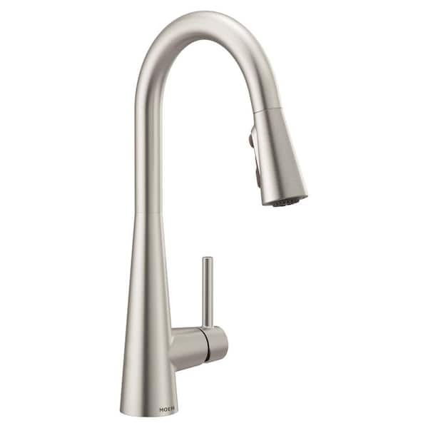 Sleek Spot Resist Stainless 15.56 in. H Pull Down Sprayer Kitchen Faucet with 360 Degree Spout Swivel and Power Boost