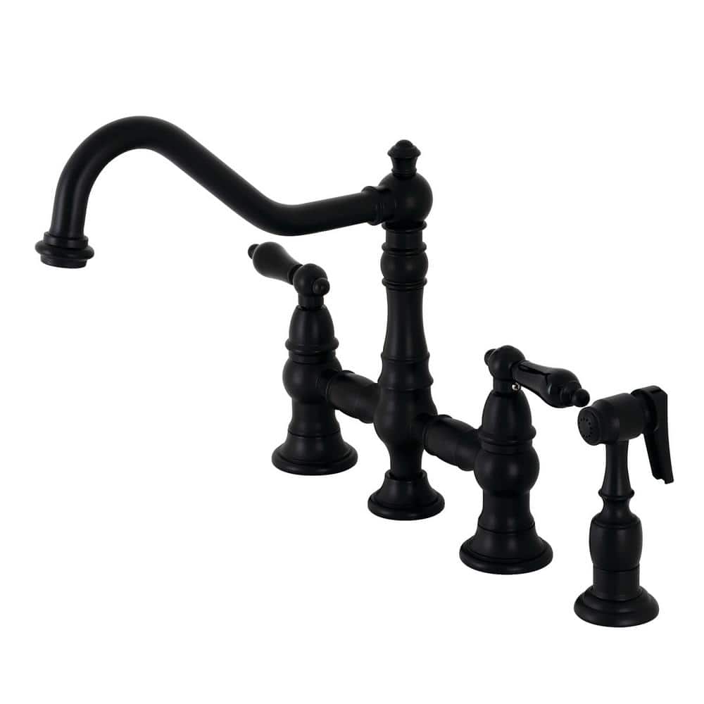 Duchess 2-Handle Bridge Kitchen Faucet with Side Sprayer in Matte Black price history on PriceWatchPro
