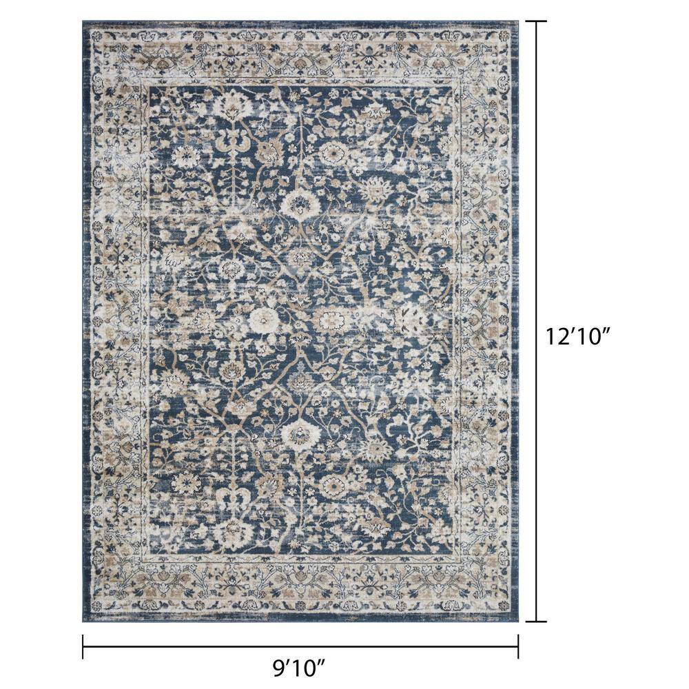 Elysian Blue 9' x 12' Rectangular Easy-Care Synthetic Area Rug