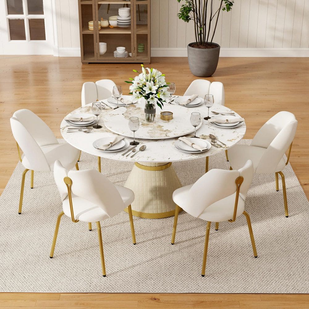 【pepe】PRINCESS Table GrillStone Beige Magic Home 59 in. Pandora Circular Rotable Sintered Stone Tabletop