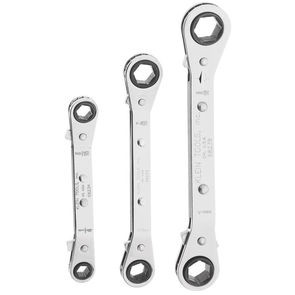 Klein Tools 3-Piece Fully Reversible Ratcheting Offset Box Wrench Set 68244