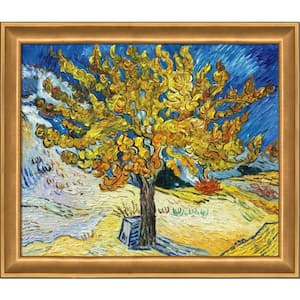 The Mulberry Tree by Vincent Van Gogh Muted Gold Glow Framed Nature Oil Painting Art Print 24 in. x 28 in.