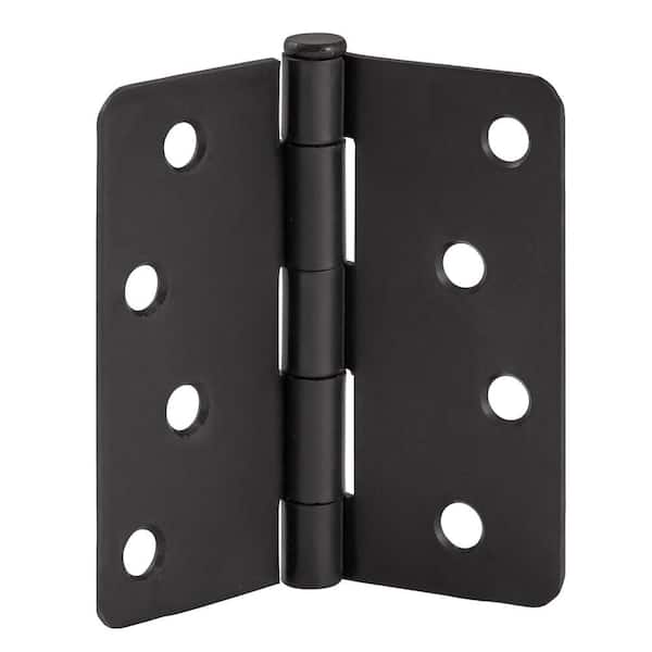Design House 4 in. x 1/4 in. Radius Matte Black Door Hinge