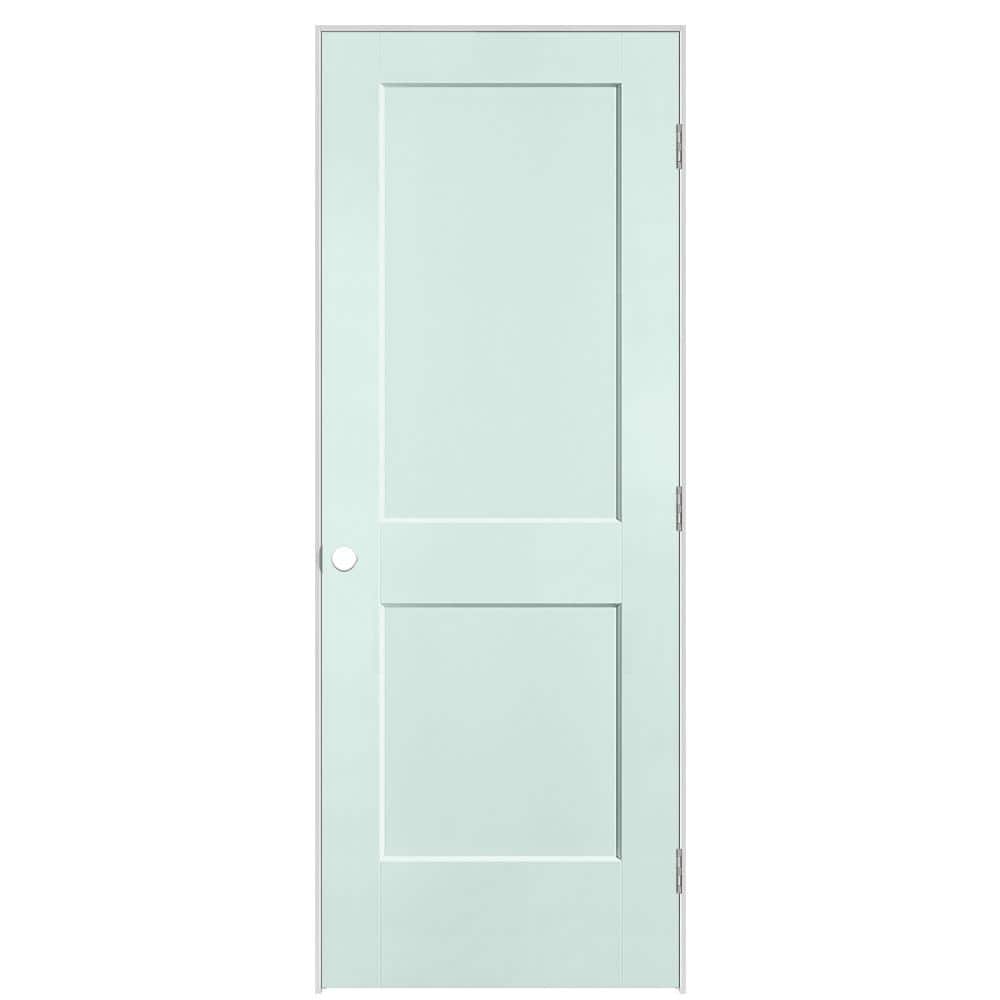 30 in. x 80 in. 2-Panel Logan Left-Hand Solid Core Sea Glass Molded Composite Single Prehung Interior Door