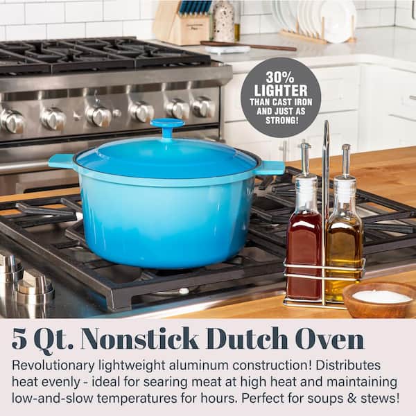 Best Choice Products 6 Quart Cast-Iron Dutch Oven, Heavy-Duty Kitchenware  w/ Enamel, Side Handles - Blue 