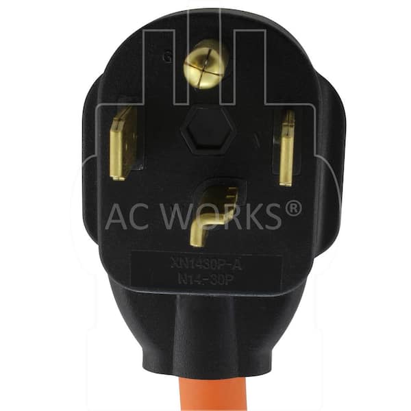 AC WORKS 1.5 ft. 30 Amp 4-Prong Dryer Plug to (3) NEMA 6-15/20 Tri