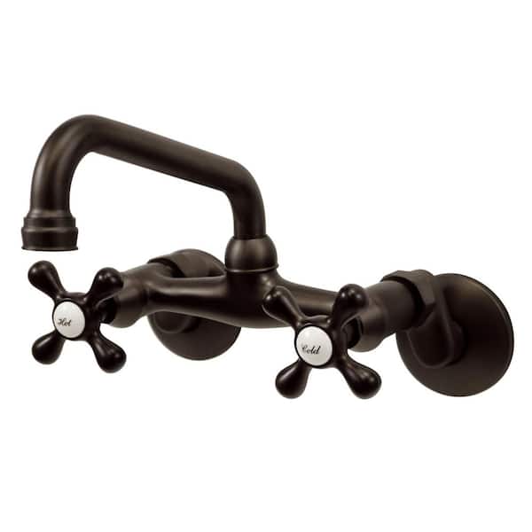 Kingston 2-Handle Wall Mount Standard Kitchen Faucet in Oil Rubbed Bronze