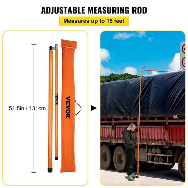 VEVOR Load Height Measuring Stick, 15' Sturdy Fiberglass Truck Height Stick with Adjustable Pole, Non-Conductive Truck Height M