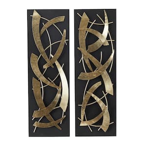 Metal Black Abstract Wall Decor with Black Backing (Set of 2)