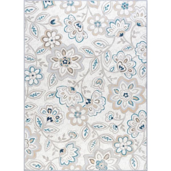 Tayse Rugs Majesty Floral Cream 7 ft. x 10 ft. Indoor Area Rug