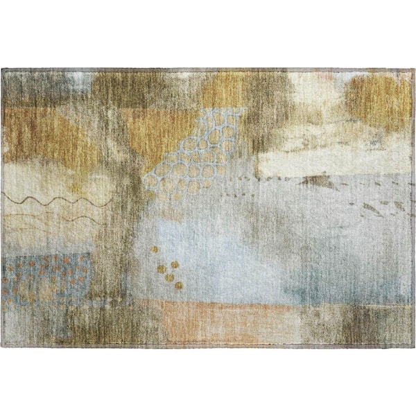 Mayfield Premium Machine Washable Abstract AMF2127 Brown 2 ft. x 3 ft. Accent Rug