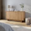 Prepac Finnley 61.5 in. Natural Oak Rectangle Engineered Wood Top Sideboard Cabinet Console TableCabinet with AdjustableShelves OCBG-2520-1