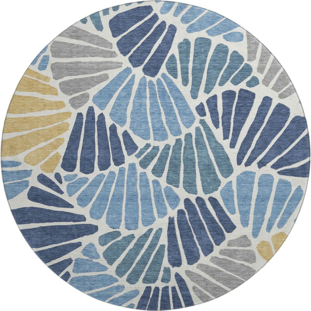 Mayfield Premium Machine Washable Abstract AMF2384 Blue 8 ft. x 8 ft. Round Rug price history on PriceWatchPro