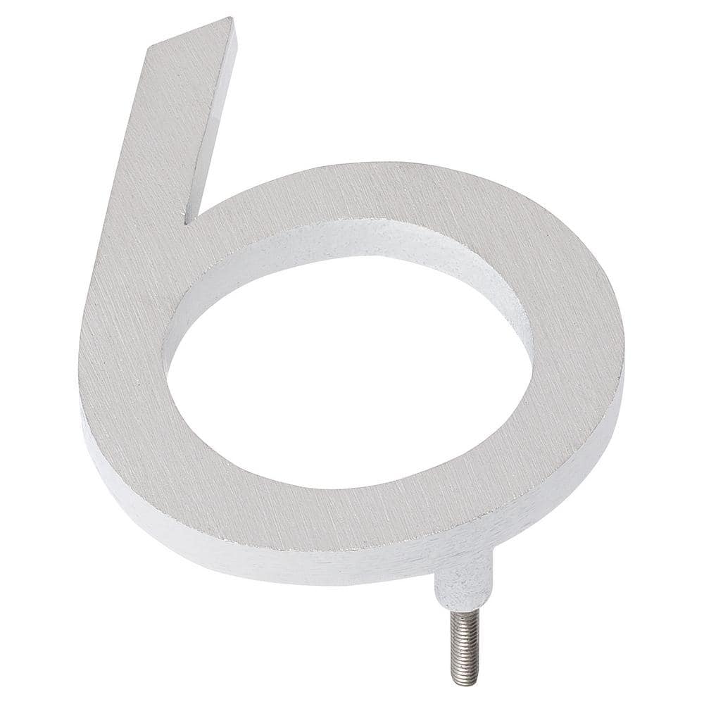 4 in. Satin Nickel/White 2-Tone Aluminum Floating or Flat Modern House Number 6 price history on PriceWatchPro