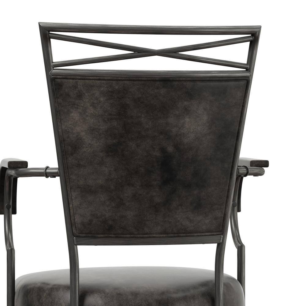 Gray Metal Bar Height Swivel Stool with Faux Leather Upholstery