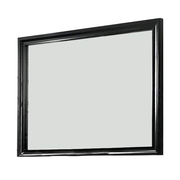 Benjara 1.125 in. W x 36.625 in. H Wooden Frame Black Wall Mirror