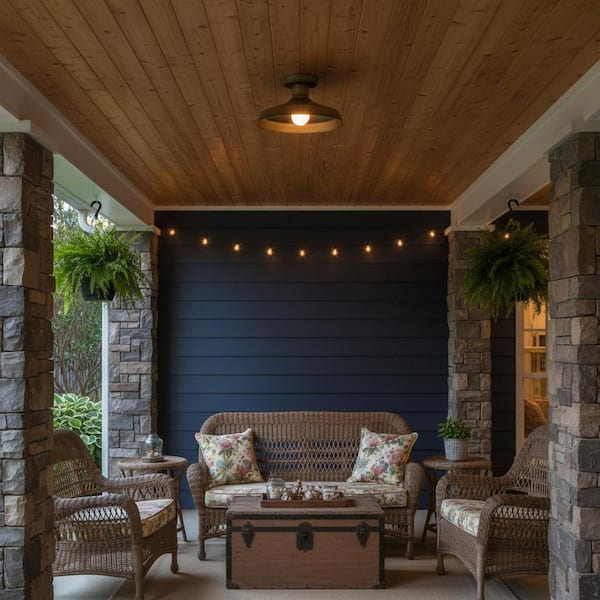 Forge 12.0 in. 1 Light Burnished Bronze Flush Mount