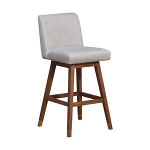 30 in. Brown and Gray Low Back Wooden Frame Bar Stool with Polyester Seat