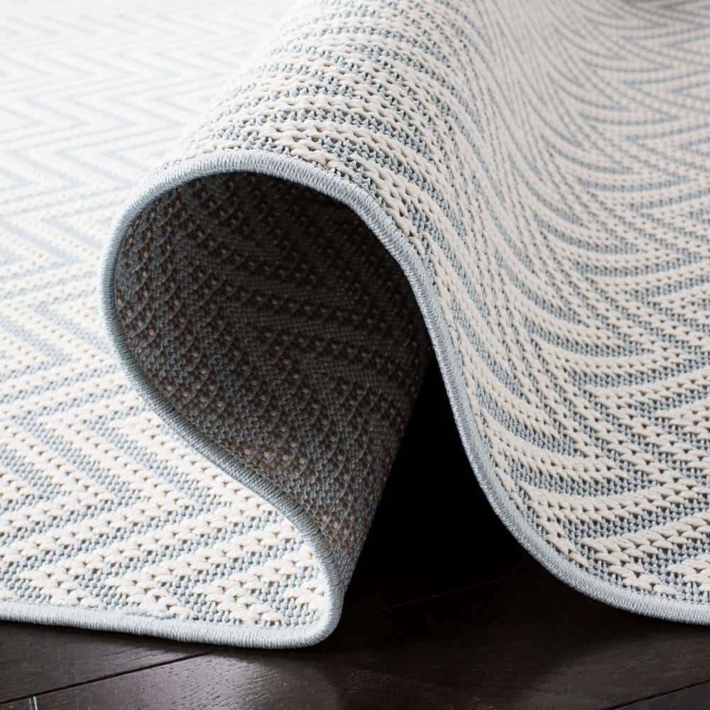 Light Blue Chevron 8' x 10' Synthetic Indoor/Outdoor Rug