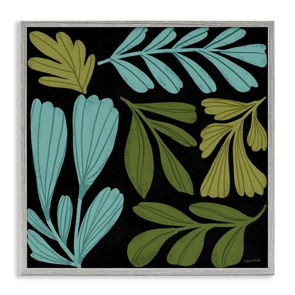 Stupell Industries Varied Leaves Collage by Cheryl Warrick Gray Framed Nature Giclee Art Print 12 in. x 12 in.