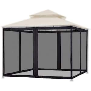10 ft. x12 ft. Black Replacement Universal Gazebo Netting 4 Panels with Zipper for Garden Patio Yard, Only Netting