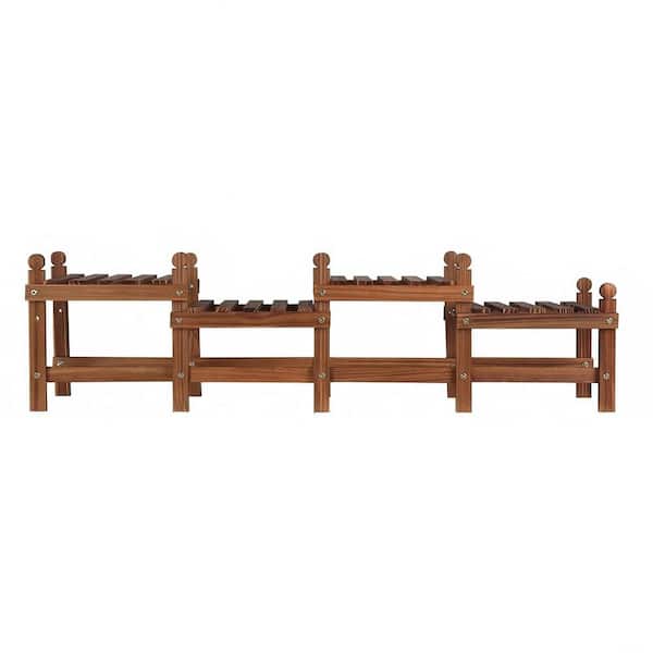 44 x 9.8 x 11.8 in Indoor/Outdoor Wood 4 Tiers Plant Bench Window