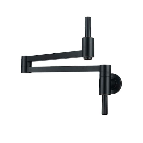 ALEASHA Wall Mounted Pot Filler with Stretchable Double Joint Swing Arm in Oil Rubbed Bronze