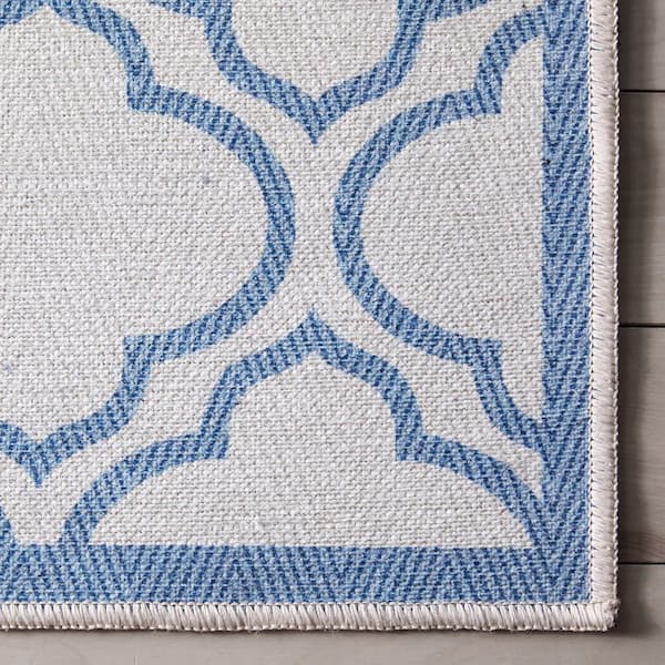 Apollo Lattice Moroccan Trellis Ivory Dark Blue 2 ft. 3 in. x 3 ft. 11 in. Machine Washable Area Rug