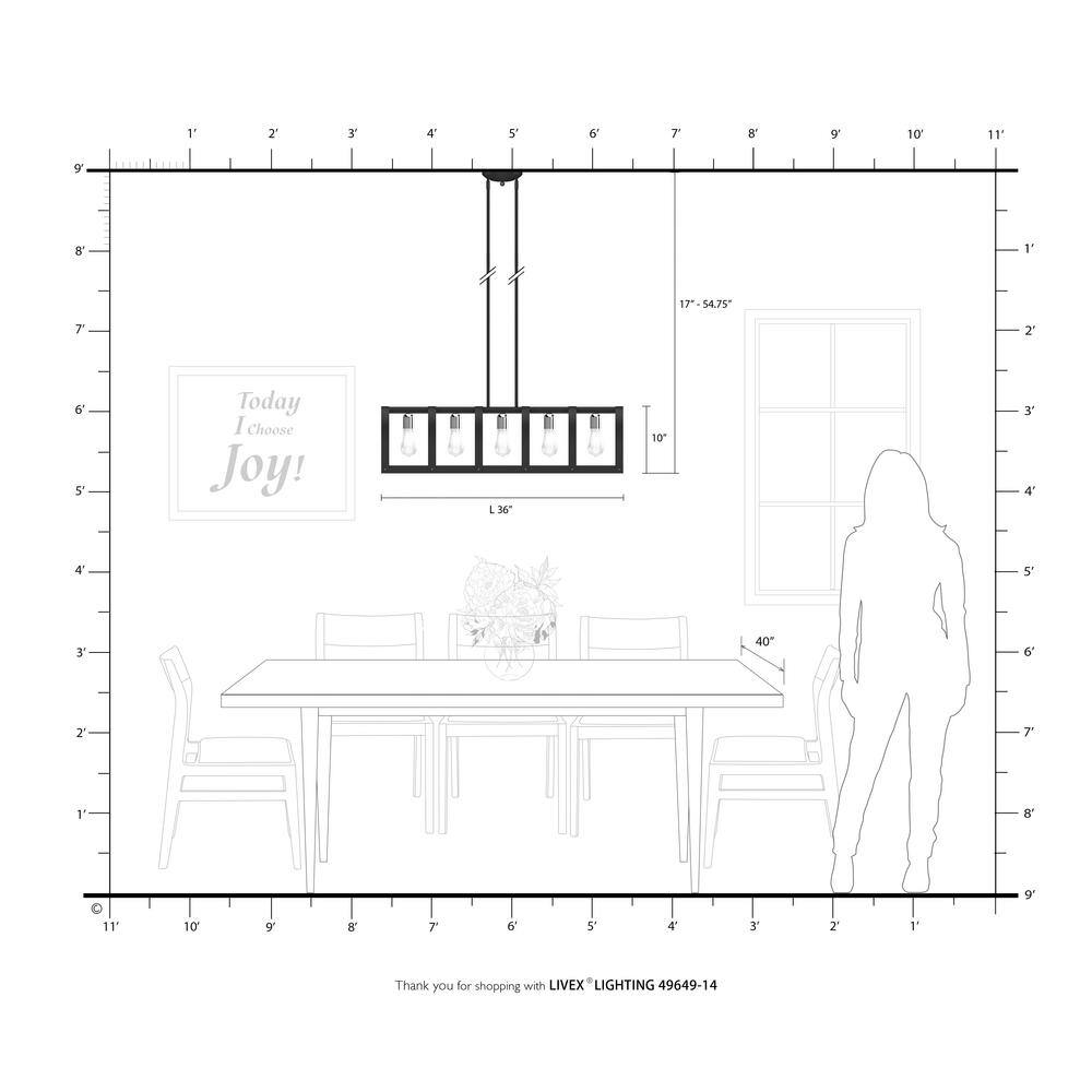 Black Linear Steel 5-Light Sputnik Chandelier