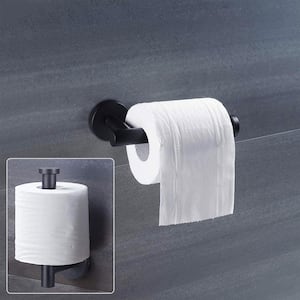 Wall Mounted Single Arm Toilet Paper Holder in Stainless Steel Matte Black (2-Pack)