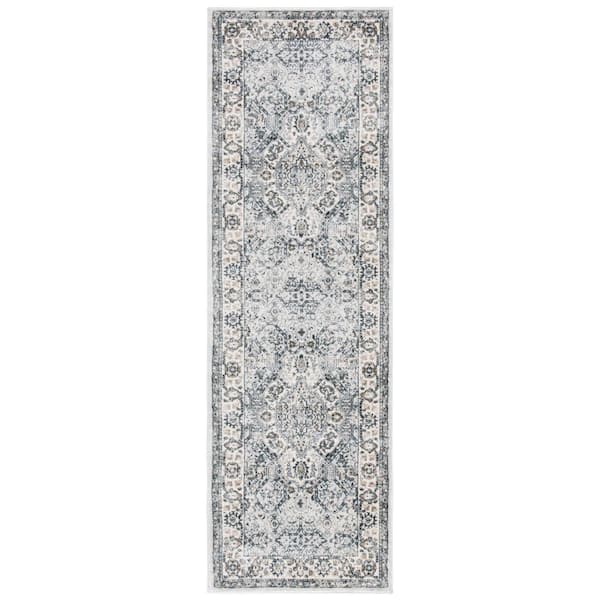 Isabella 2 x 9 Dark Gray/Cream Medallion Runner Rug