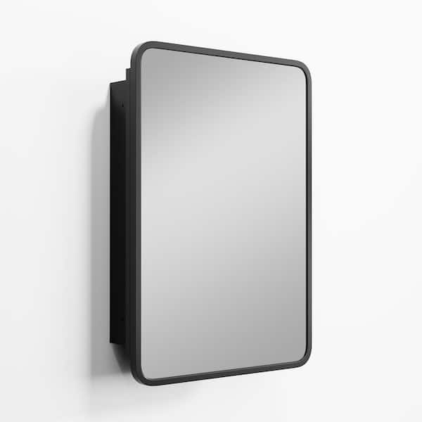 20 in. W x 28 in. H Rectangular Black Recessed/Surface Mount Medicine Cabinet with Mirror