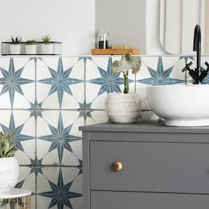 Kings Star Blue 9 in. x 9 in. Ceramic Floor and Wall Take Home Tile Sample