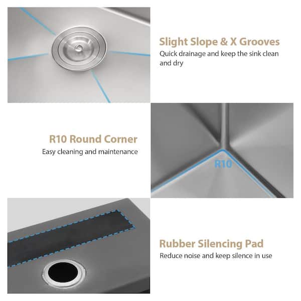 45 in. Undermount Single Bowl 16-Gauge Brushed Nickel Stainless