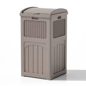 36 gal. Resin Outdoor Trash Can, Plastic Deck Box, Light Brown