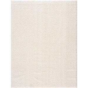 Judy 2 ft. X 3 ft. White Solid Shag Rubber Backing Soft Machine Washable Area Rug
