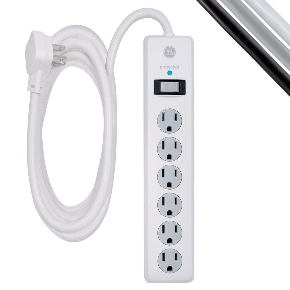 6-Outlet 800J Flat Plug Surge Protector Power Strip in White with 10 Ft. Extension Cord and Twist-to-Close Safety Covers price history on PriceWatchPro