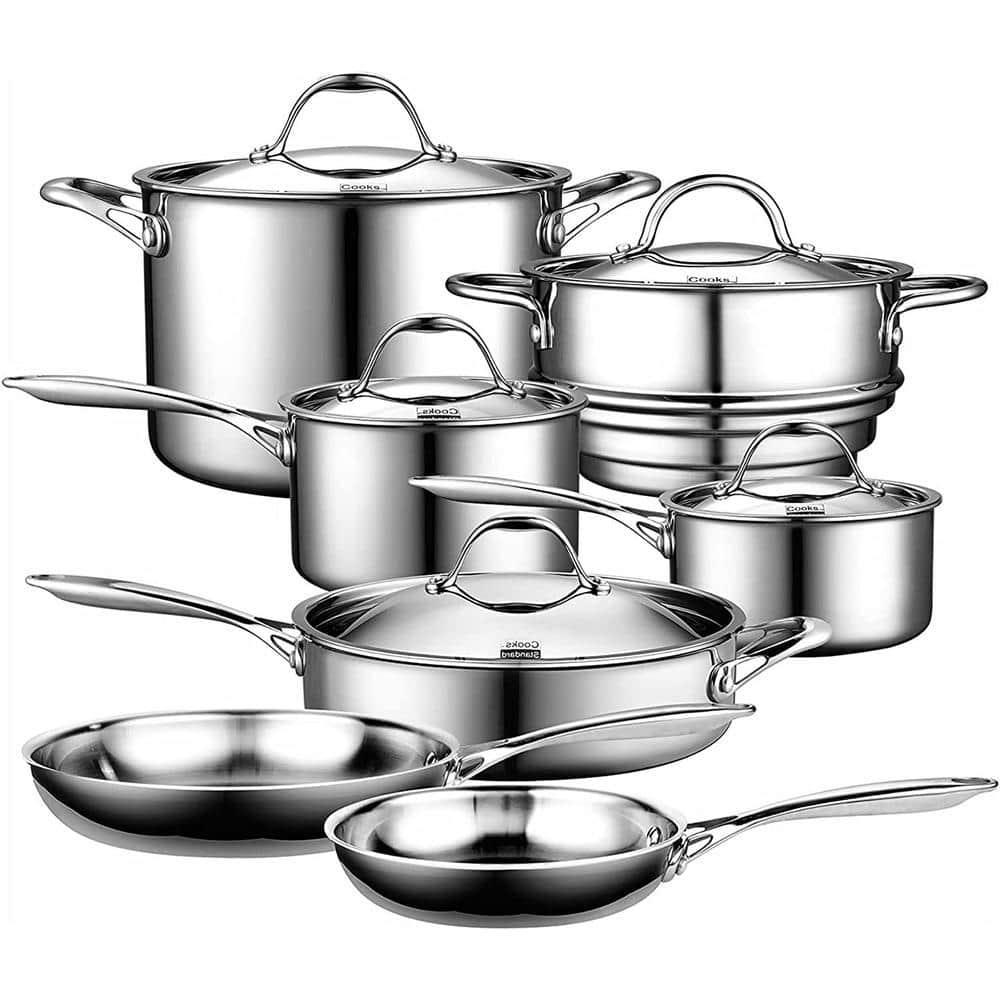 Cooks Standard Multi-Ply Clad 12-Piece Stainless Steel Nonstick Cookware Set  NC-00232 - The Home Depot
