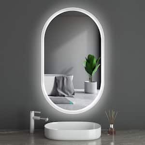18 in. W x 26 in. H Oval Frameless Wall Mounted Bathroom Vanity Mirror with Lights, Anti-Fog, Dimmable, Memory Function
