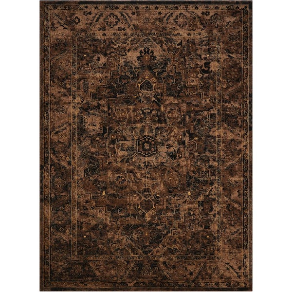 Nourison Delano Espresso 7 ft. x 9 ft. Medallion Traditional Area Rug