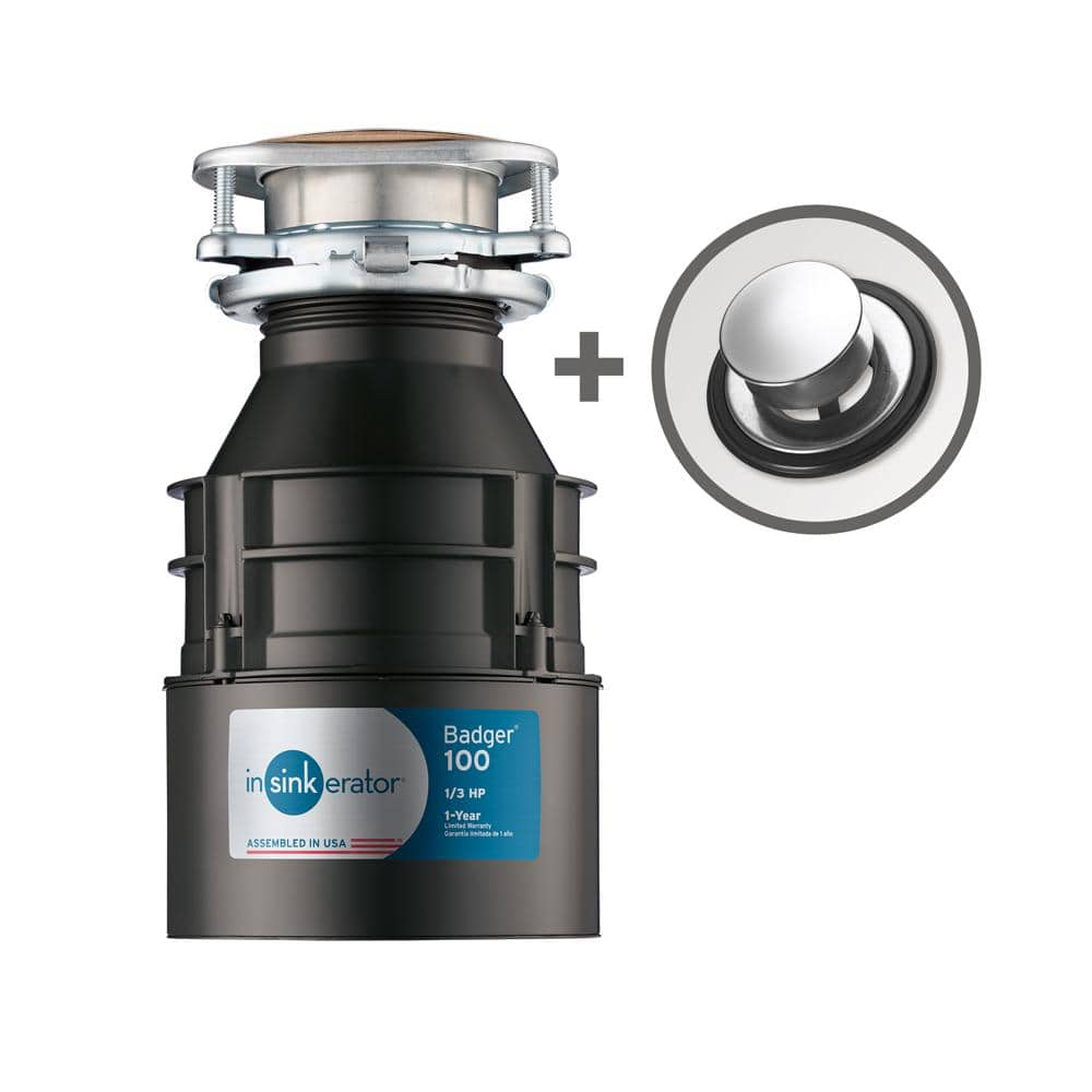 InSinkErator Badger 100 Standard Series1/3 HP Continuous Feed Garbage Disposal with SilverSaver Sink Stopper BADGER 100 w/STP-DS Sansujyuku sansujyuku.com