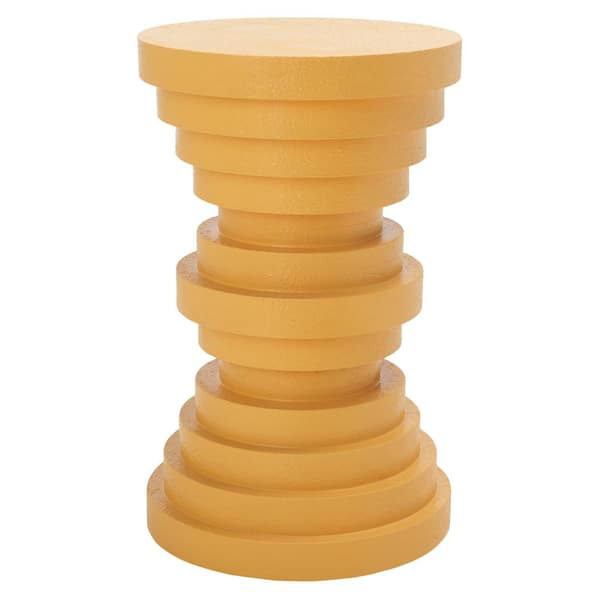 SAFAVIEH Ali 11.8 in. Yellow Round Wood End Table