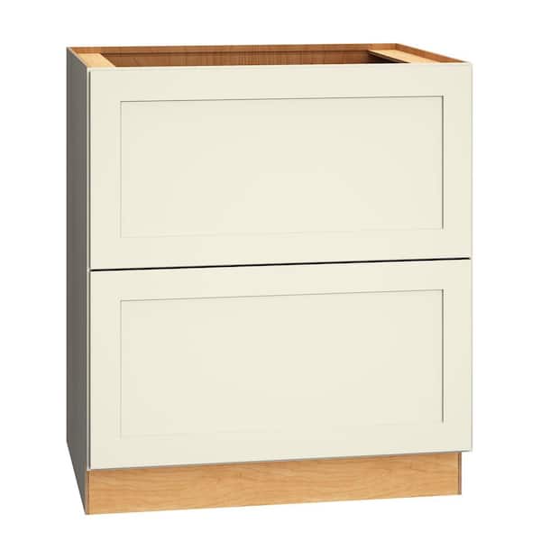 QuickShip Cottage 30 in. W x 24 in. D x 34.5 in. H Assembled Plywood Shaker 2-Drawer Base Kitchen Cabinet in Starlight