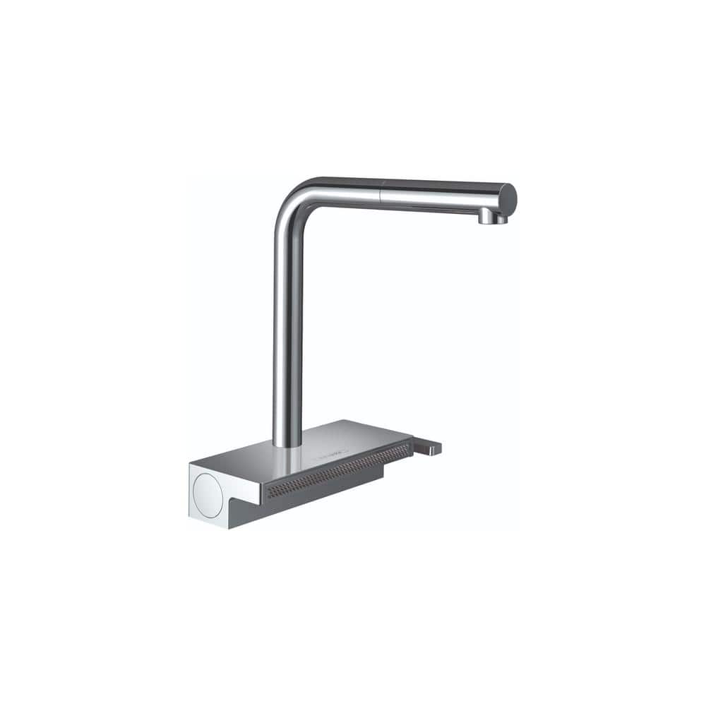 Modern Chrome Pull-Out Kitchen Faucet with Laminar and SatinFlow Spray